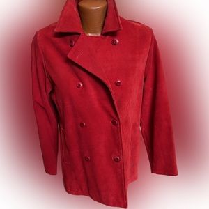 Territory Ahead red suede pea coat very cool heavy weight fall jacket 8 /10 ❤️